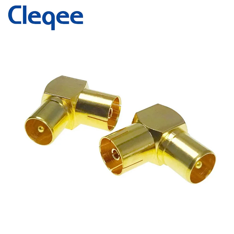 

Cleqee Gold Plated TV Female to TC Male Right Angle Coax Adapter RF Antenna Cable Connector
