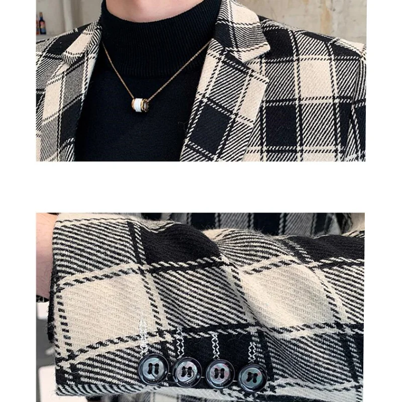 2019 Новое поступление мужской костюм Блейзер для мужчин s Костюм Куртка клетчатый