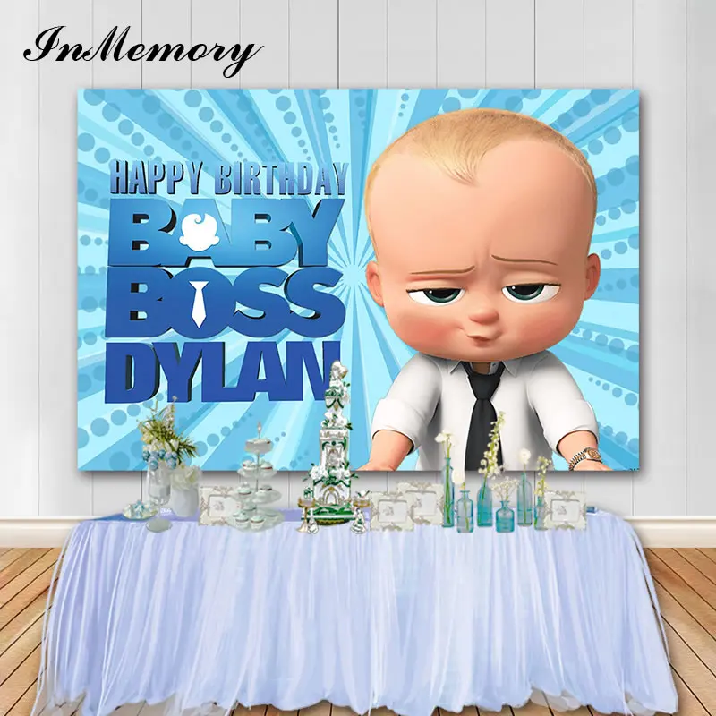InMemory голубой тематический фон для фотосъемки с изображением малыша босса