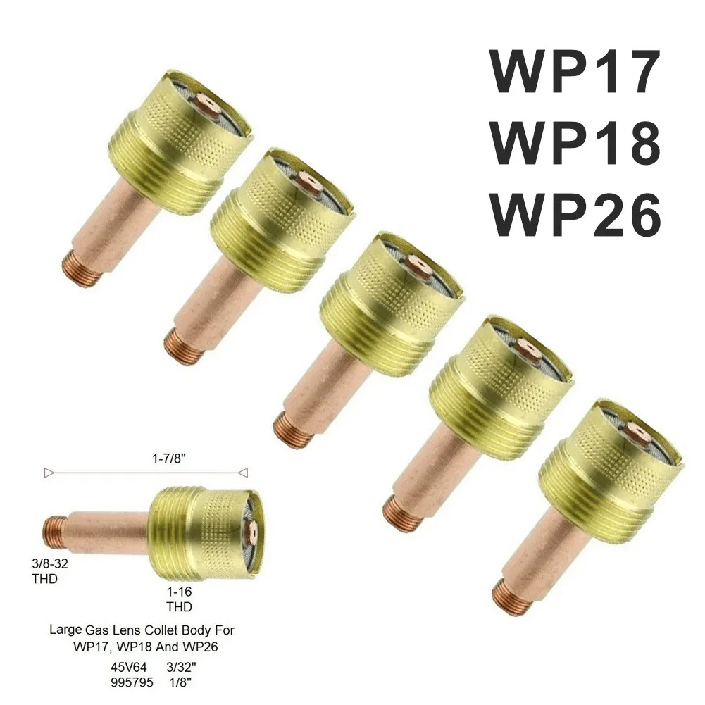 

5pcs 995795 Large TIG Gas Lens Collet Bodies 1/8\\\\\\\" Gas Lens Collet Body TIG WP17 WP18 WP26 Welding Torch