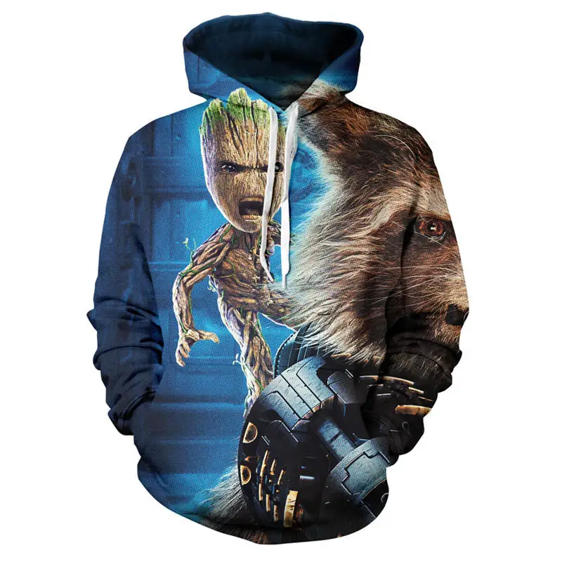 Новые толстовки Groot с 3D рисунком для мужчин Мстители модная осенняя и зимняя