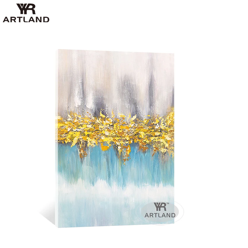 

Картина Настенная в скандинавском стиле, абстрактная картина маслом ручной работы на холсте, Постер с золотым пейзажем для гостиной без рамы