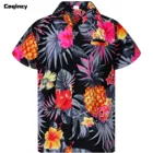 Мужская пляжная быстросохнущая рубашка, на пуговицах, лето Цветочная гавайская рубашка, 2021