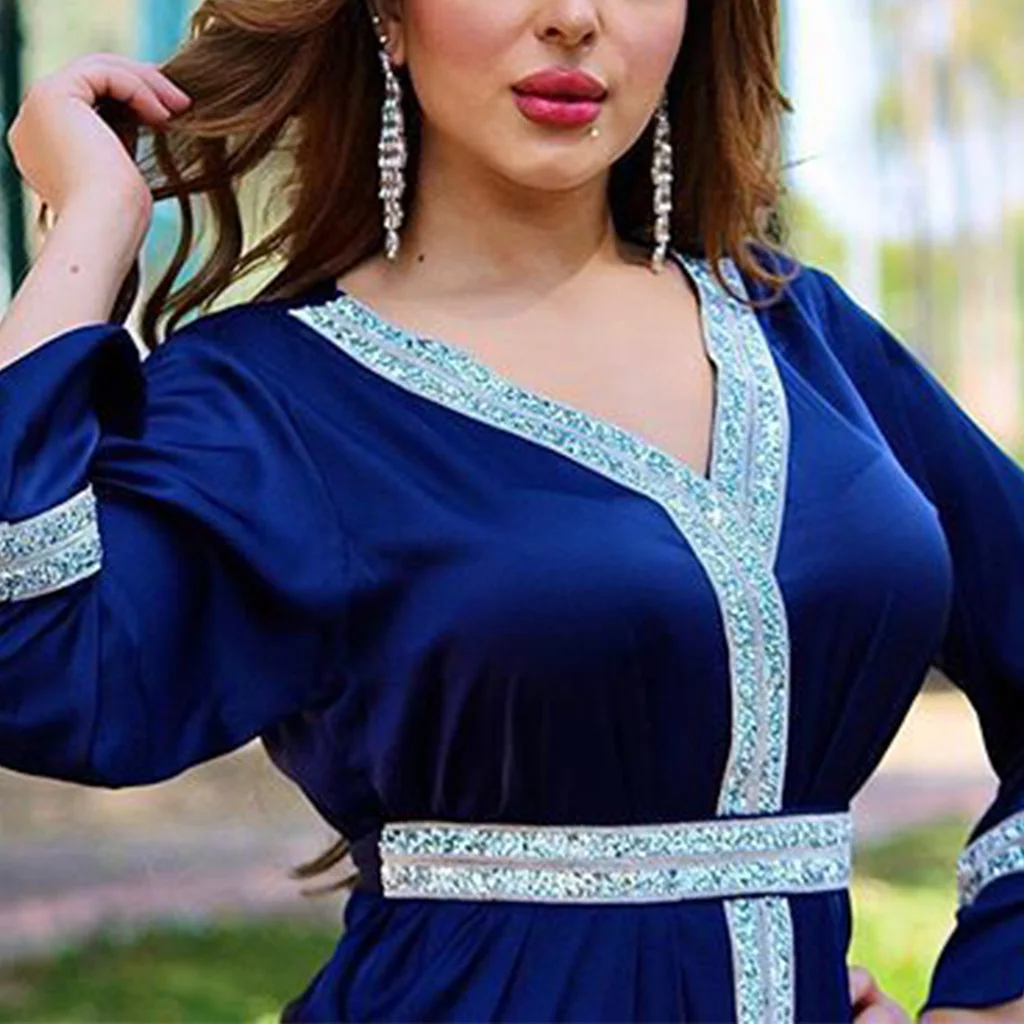 Женское атласное платье-макси с поясом и V-образным вырезом | Тематическая одежда