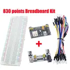 Макетная плата, модуль питания, 830 точек, без пайки, прототип, набор для хлебной платы, джампер, провода, кабели для Arduino, комплект сделай сам, Raspberry Pi
