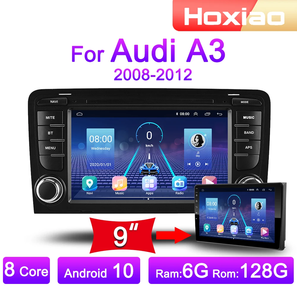 Автомагнитола 2DIN 4G Android мультимедийный видеоплеер для Audi A3 2003 2004 2005 2006 2007 2008 2009 2010
