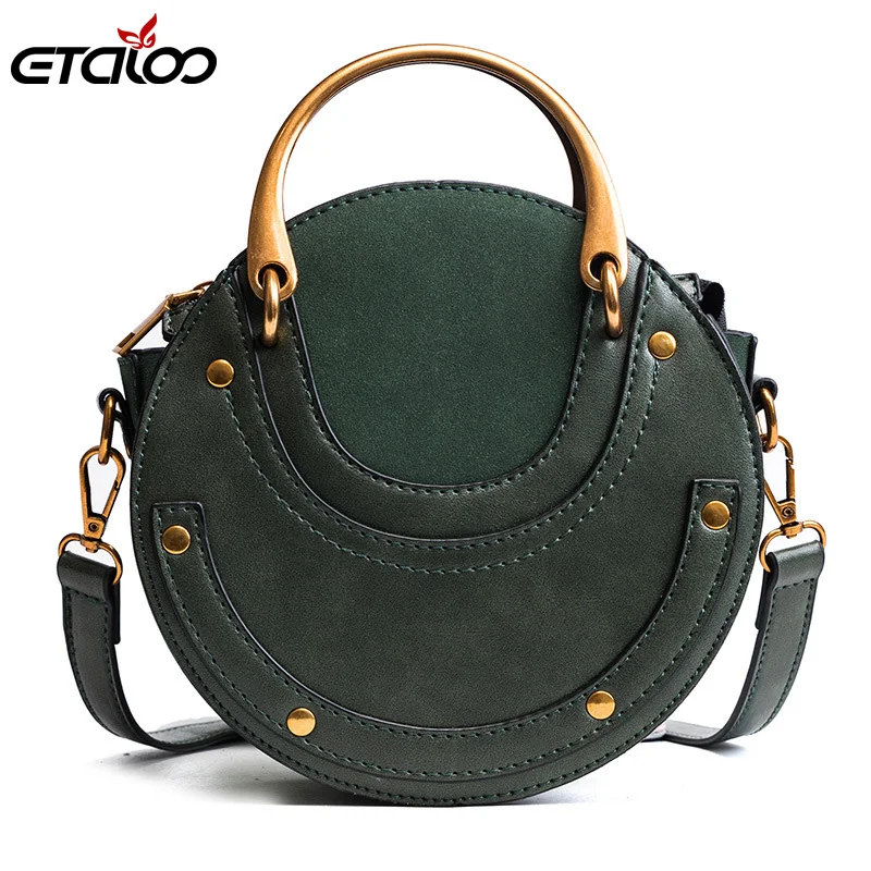 Женская круглая сумка с заклепками модная летняя сумка-мессенджер роскошная