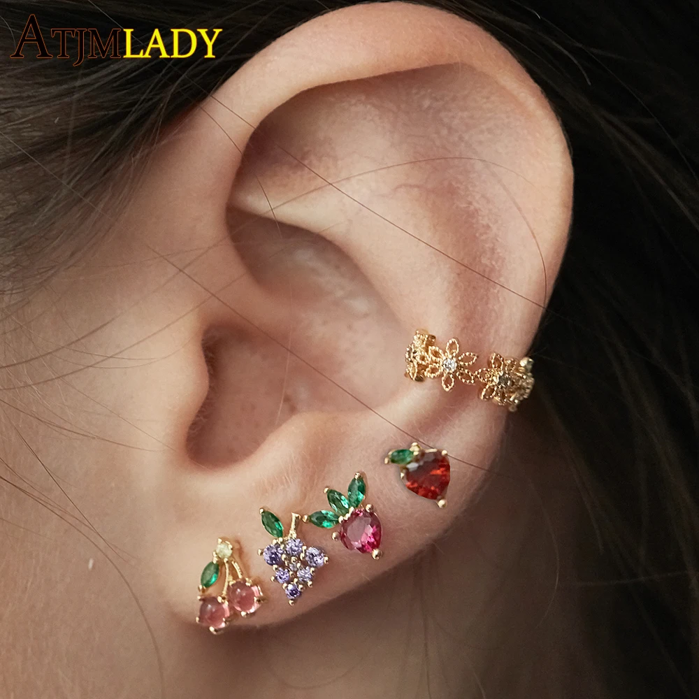 Минималистичные серьги daisty с цветком винограда вишни запонки циркониевые