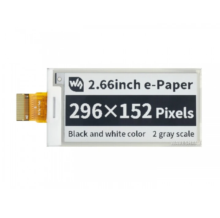 

Waveshare 296*152, 2.66inch e-Paper E-Ink Raw Display Panel, Black / White