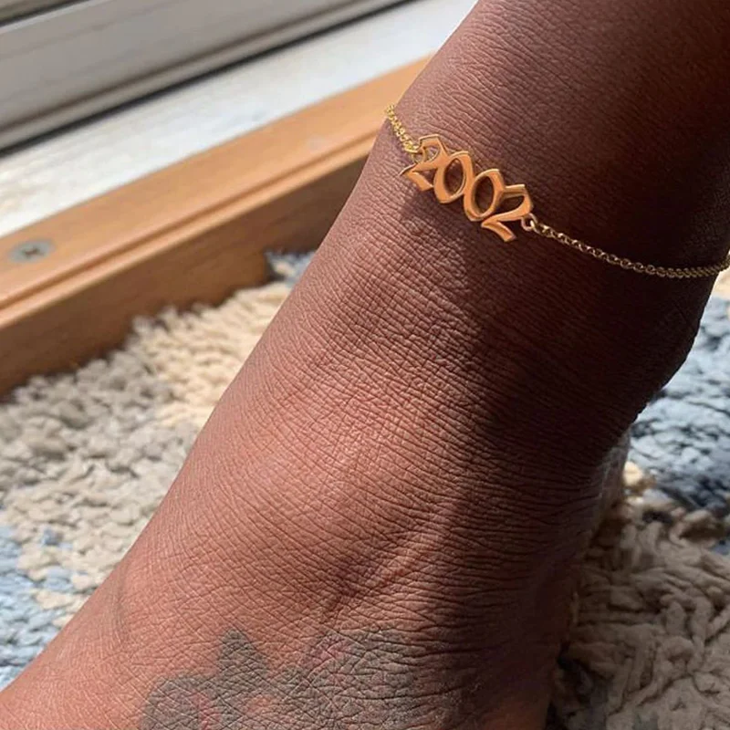 Ножной браслет из нержавеющей стали на выбор для детей от 90 до 2020 лет английском