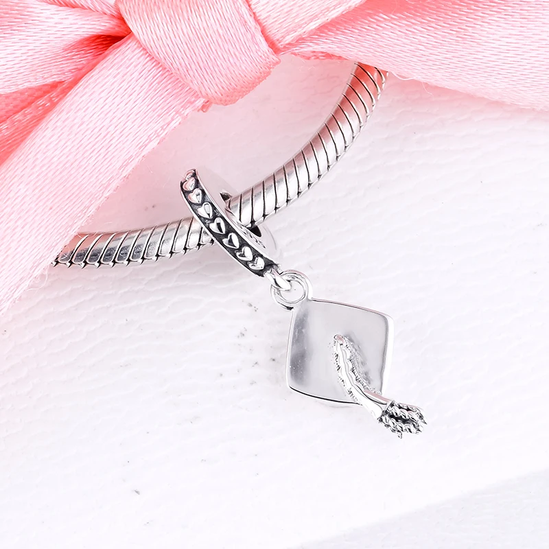 Выпускной Кепки с позолоченным кольцом 925 пробы серебряные металлические бусины