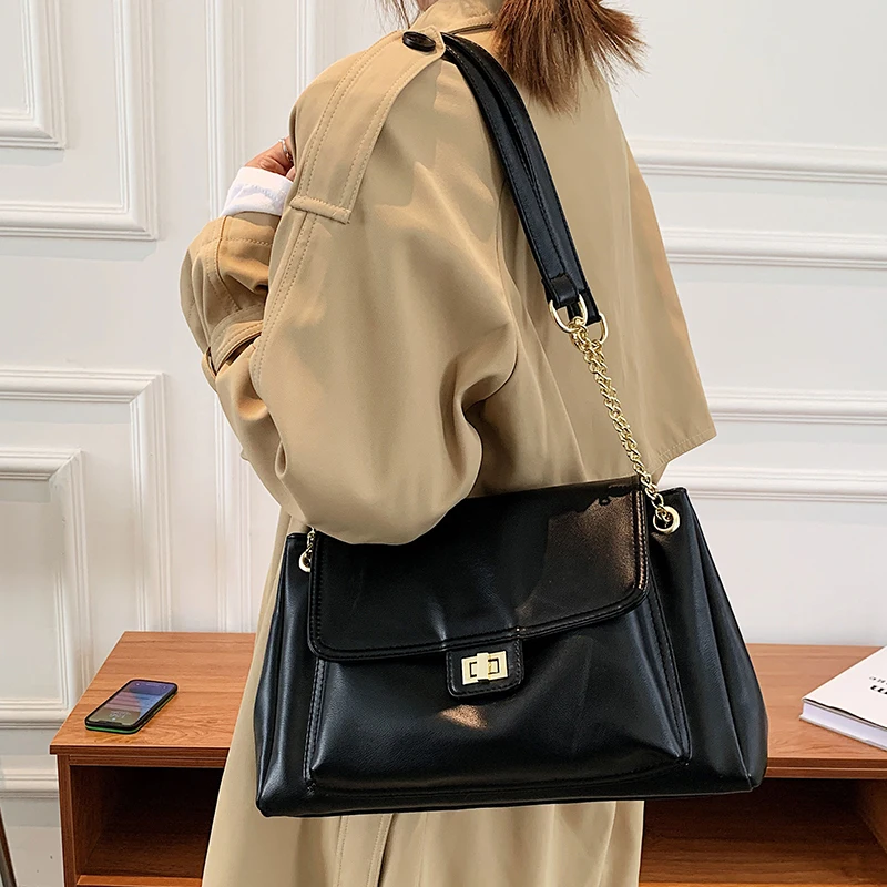 

High Quality Women Pu Leather Chain Handbags Large Capacity Ladies Tote Crossbody Bags for Women Casual Female Messenger Bag New