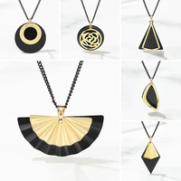 wybu gold black necklace multi layer pendant necklace for women black gold chain choker geometric jewelry for gift