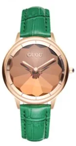 green leather Роскошные женские часы, женские наручные часы из нержавеющей стали с бриллиантами, женские кварцевые часы с кристаллами, женские часы, новинка - Цвет: green leather