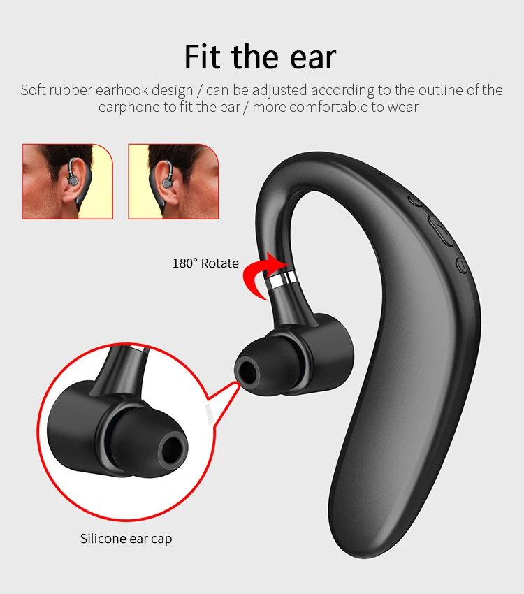 S109 Blue-tooth Headset High Power Long Standby In-ear Sports Cross-border Wireless Hanging Ear Business | Электроника