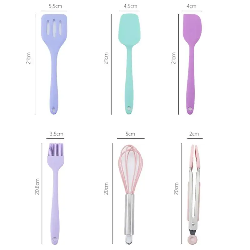 

6Pcs/Set Silicone Spatula Set Baking Cooking Spatulas Oil Brush Egg Beater Kitchen Food Tongs Cooking Tools For Cocina