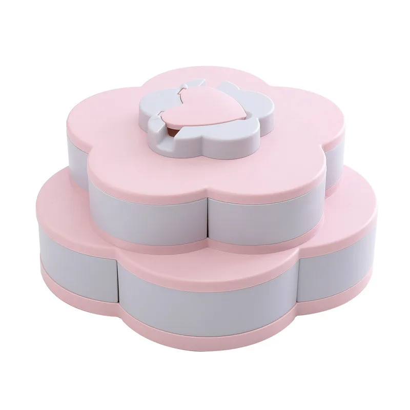 

Double-Layer Rotating Dried Fruit Tray Snacks Candy Desktop Storage Box Home Living Room Supplies With Mobile Phone Holder