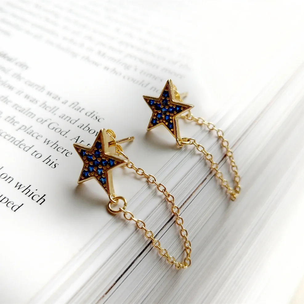 

New exquisite and simple blue star stud earrings fashion Korean jewelry