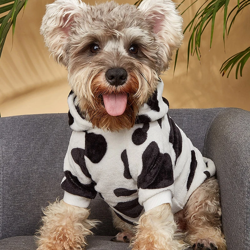

Pet Dog Clothing Hooded Pullover Cow Styling Luxury Clothes For Small Medium Pets Hated Personalized Warm Winter Cat supplies