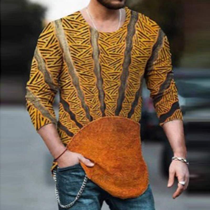

Fashion Pattern Graffiti Print 3D T-shirts for Men Spring Casual Round Neck Long Sleeve Man Tops Autumn Streetwear Tees Pullover