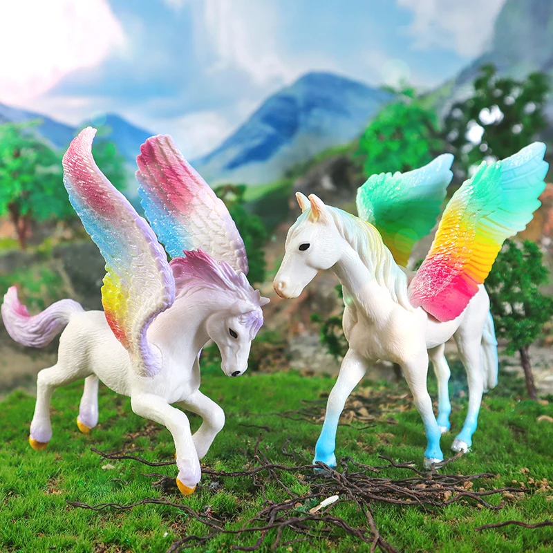 

Children's Simulation Fantasy Rainbow Horse Series Fairy Horse Dragon Phoenix Unicorn Toy Model Toy Ornaments Educational Figure