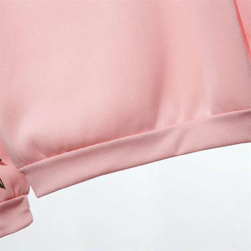 Женский свитер с вышивкой в стиле Харадзюку свободный розовый Корейском осенняя