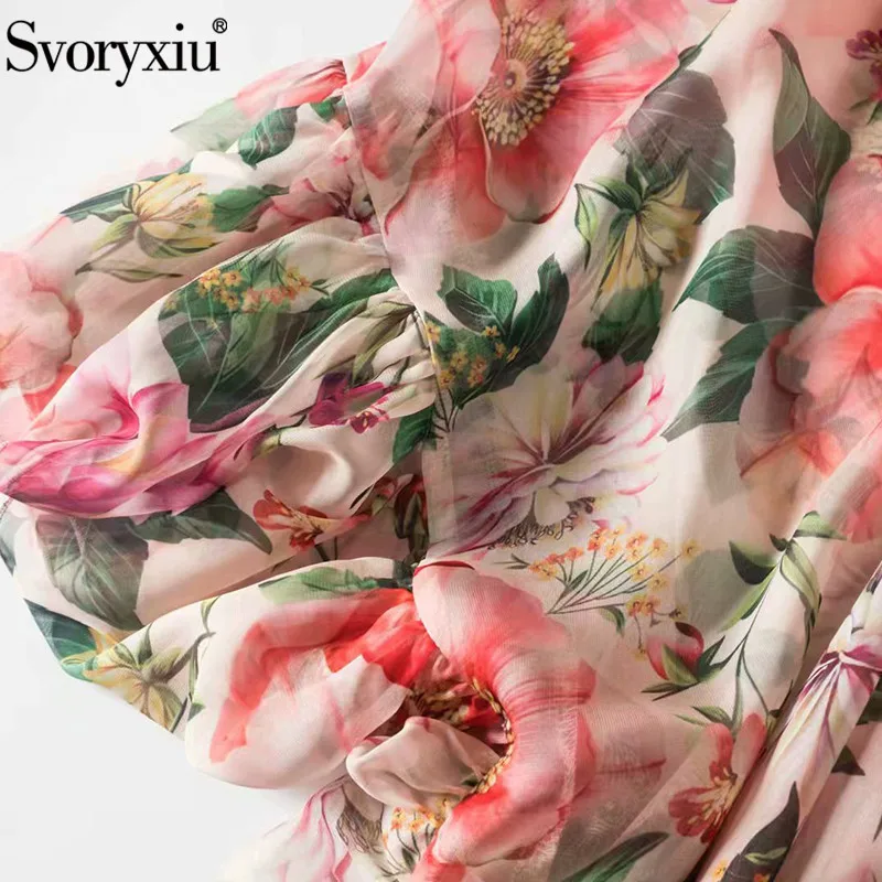 Женское платье с открытыми плечами Svoryxiu разноцветное длинное шифоновое