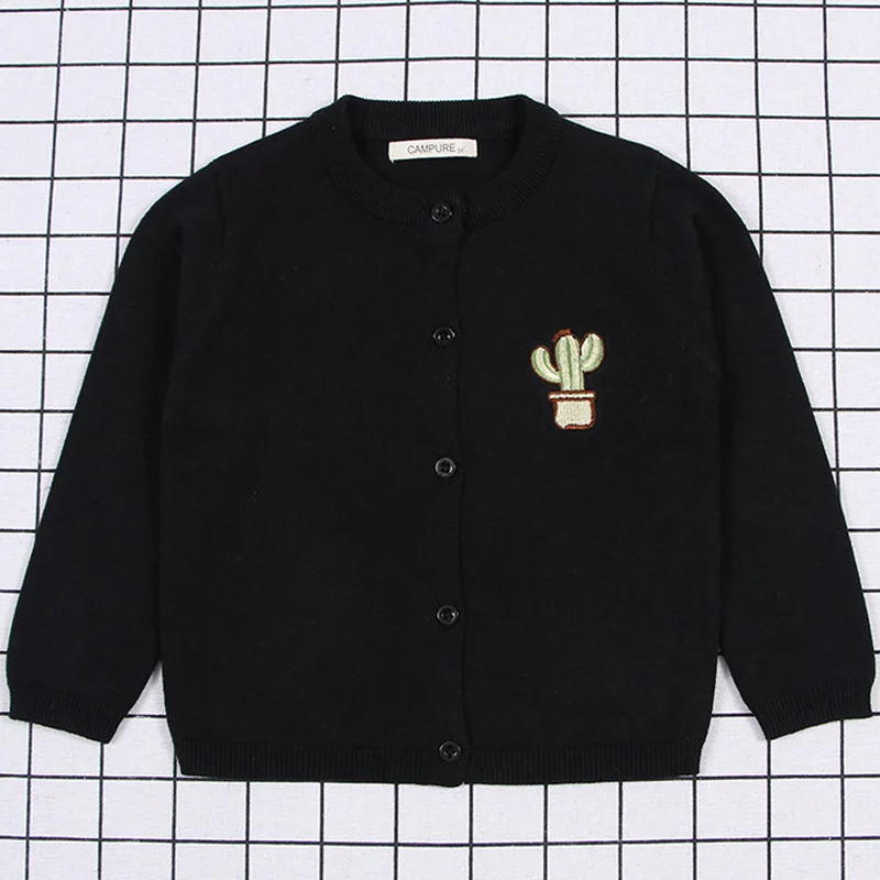 Весенне осенний свитер с вышивкой кактуса для маленьких мальчиков и девочек