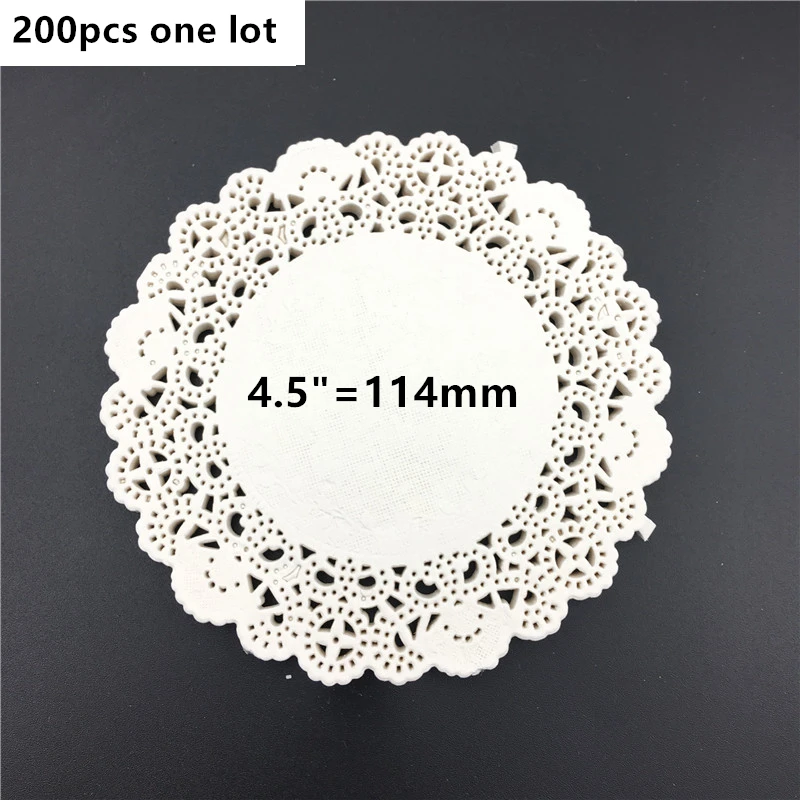 200pcs 114mm 130 шт. 4,5 ''6. 5 ''8,5'' белый круглые бумажные кружевные салфетки Doyleys Винтаж подставки для столовых приборов ремесло, свадьбы, Рождества, Украшение стола - Цвет: 200pcs 114mm