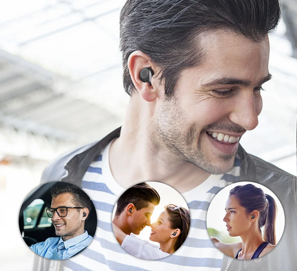 TWS Bluetooth 5,0, Bluetooth наушники, беспроводные наушники, настоящая Беспроводная стерео гарнитура, 3D HIFI спортивные наушники для телефона с микрофоном