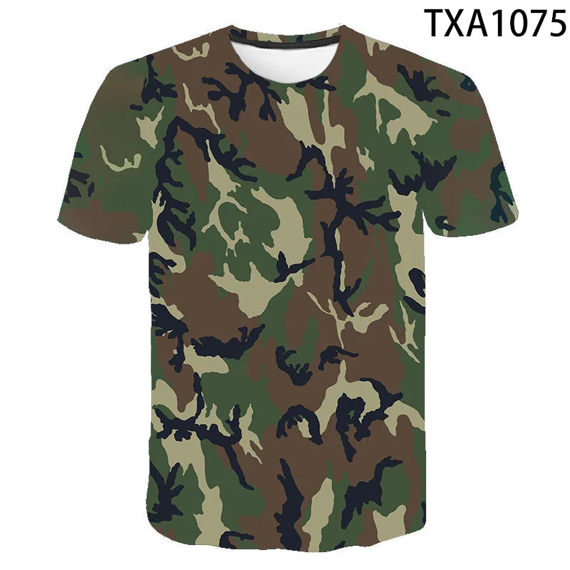 

2020 Summer Cool 3D Printed Military Camouflage T Shirt Men Women Children Short Sleeve T-shirt Brand Tops Boy Girl Kids Tee