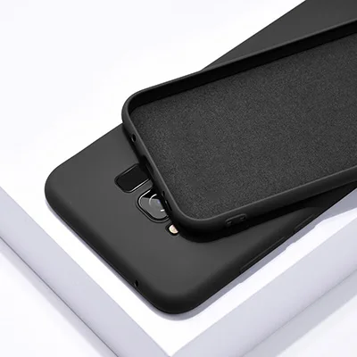 Black Мягкий жидкий силиконовый чехол для samsung Galaxy S8 S9 S10 Plus S10E TPU силиконовая задняя крышка для samsung Note 8 9 10 J4 J6 J8 - Цвет: Black
