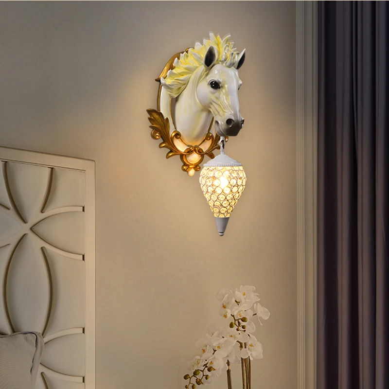 

Modern Decor Animal Horse Lamp Wall Lamp Resin Shape Vintage Kitchen Wall Lights for Home Art Living Room Indoor Decor Lighting