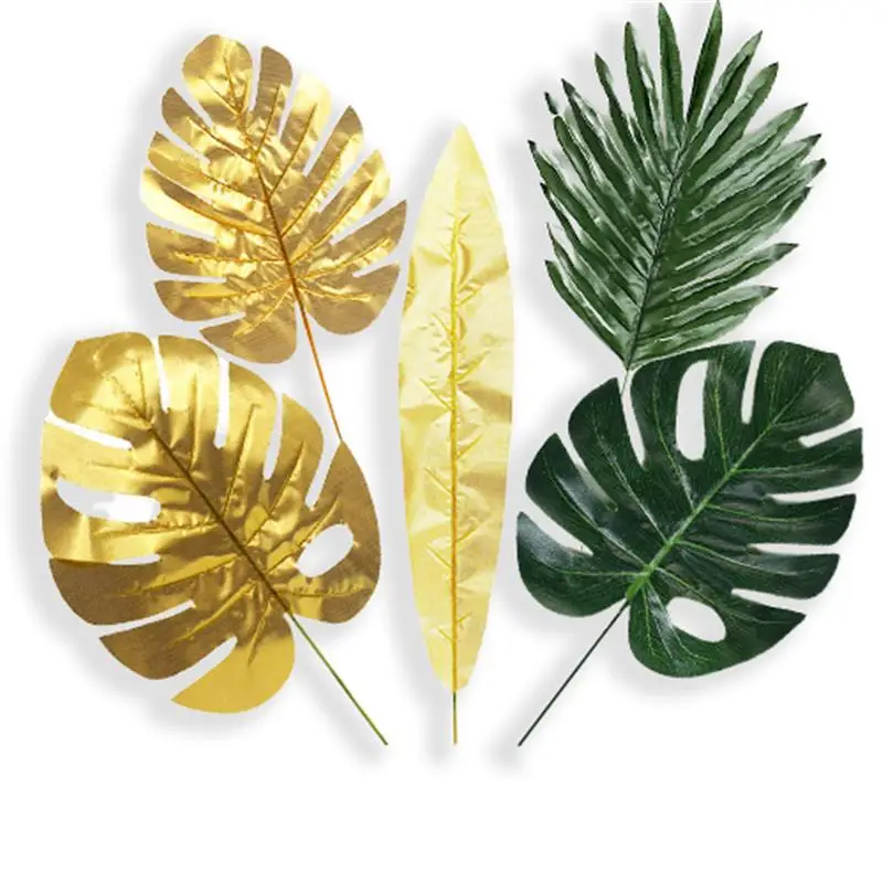 Искусственные золотистые зеленые листья черепахи Monstera разбросанный хвост
