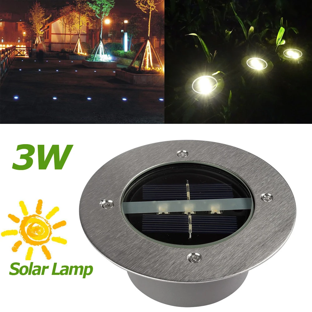 

Landscape Lights Solar Power 3 LED Buried Lamp Light with Light Control Function Outdoor Path Way Garden Under Ground Decking