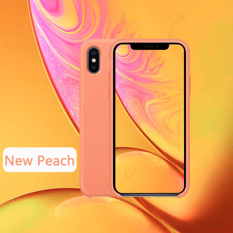 New peach Официальный силиконовый чехол для iPhone 11 Pro MAX XR X Xs MAX чехол s для apple iPhone 7 8 Plus 6 6s 5 5S SE чехол с логотипом - Цвет: New peach