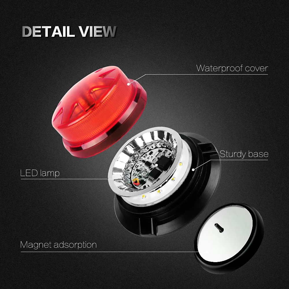 FEEDOPAL 1PCS Amber Or Red Round Flashing LED Traffic Signal Light 12~24V Waterproof Roof Safety Warning |