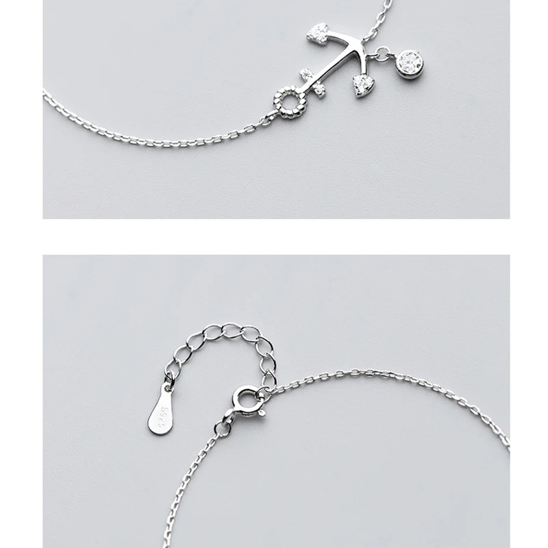

Anchor Bracelet Real 925 Sterling Silver Delicate Anchor Chain Bracelets with Dainty CZ Fine Jewelry for Women Girls