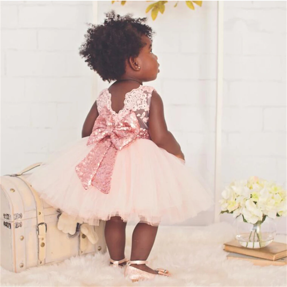 Летнее платье для маленьких девочек на крестины детское кружевное принцессы с