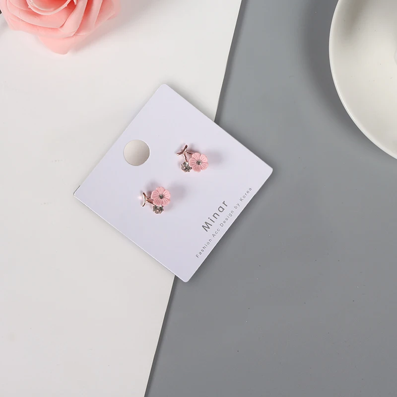 Романтические серьги-гвоздики с цветком вишни летние серьги цветами стразы