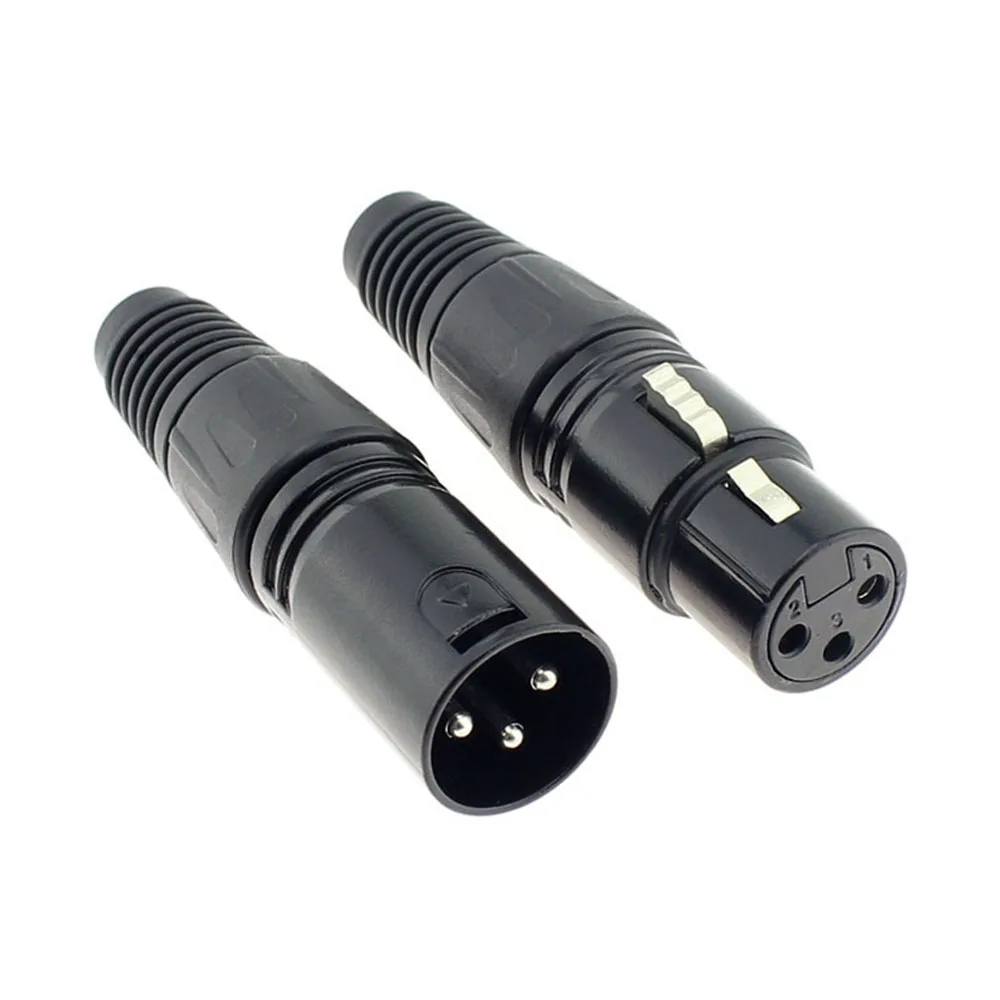 1 шт. XLR 3-контактный аудио микрофонный кабель Разъем Черный штекер гнездовой