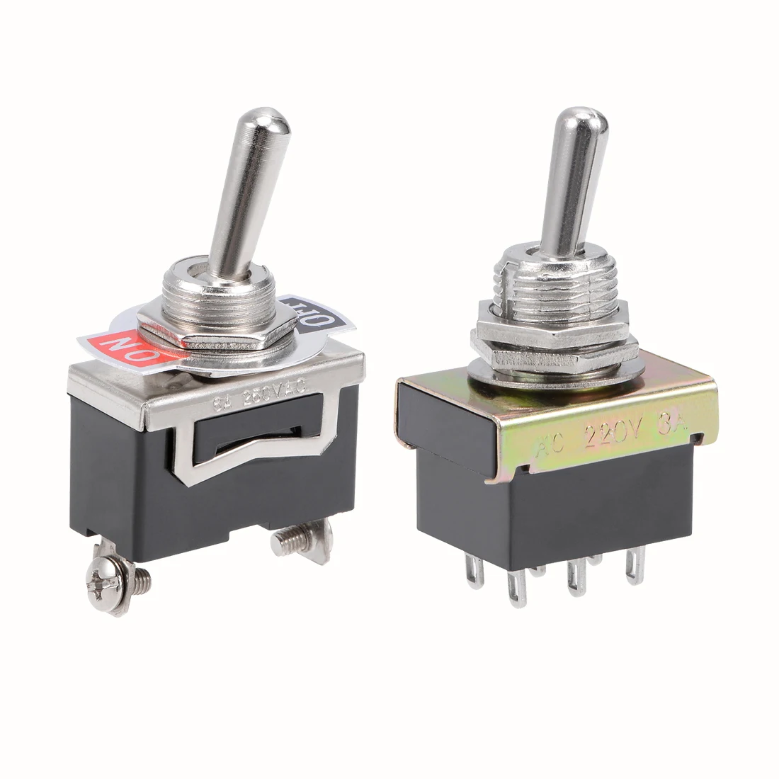 

uxcell Uxcell High Quality 2-5 Pieces Latching Rocker Toggle Switch AC 200V 3A 6P ON-ON Black KN3-3 25 x 18 x 46mm