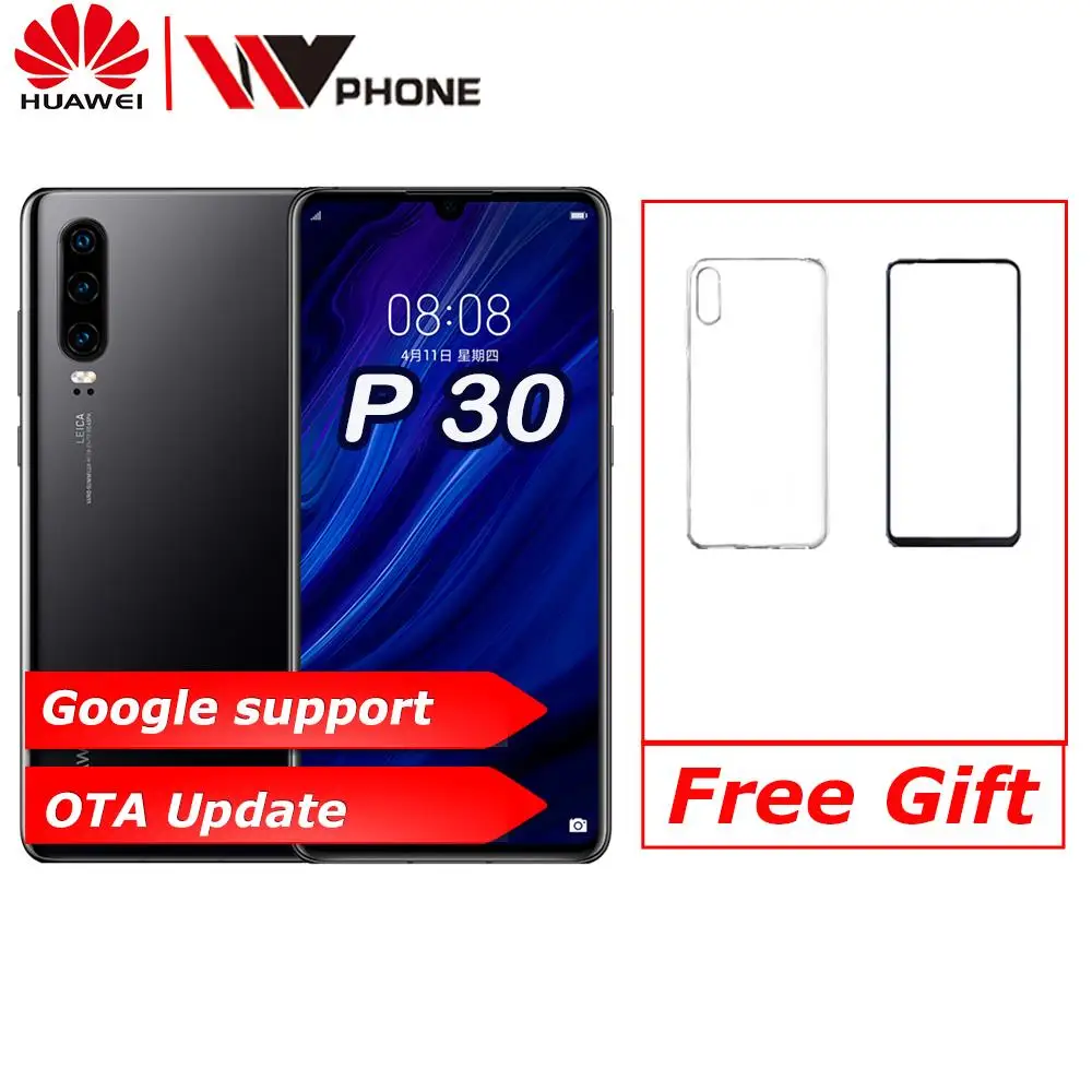 Оригинал Huawei P30 Kirin 980 Восьмиядерный 6 1 дюйма Три задних камеры Распознавание