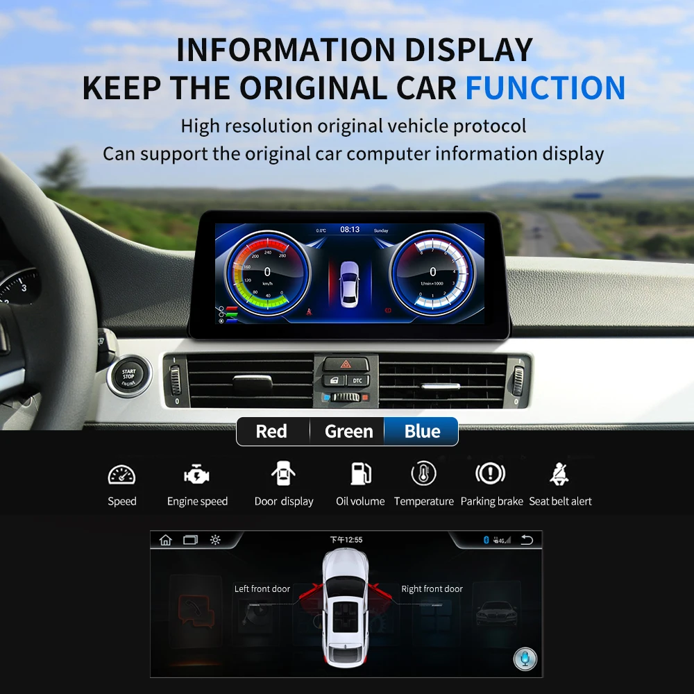 Автомобильный мультимедийный плеер 12 3 дюймов 8 ядер 4 + 64 ГБ Android для BMW E60 E61 2005-2012