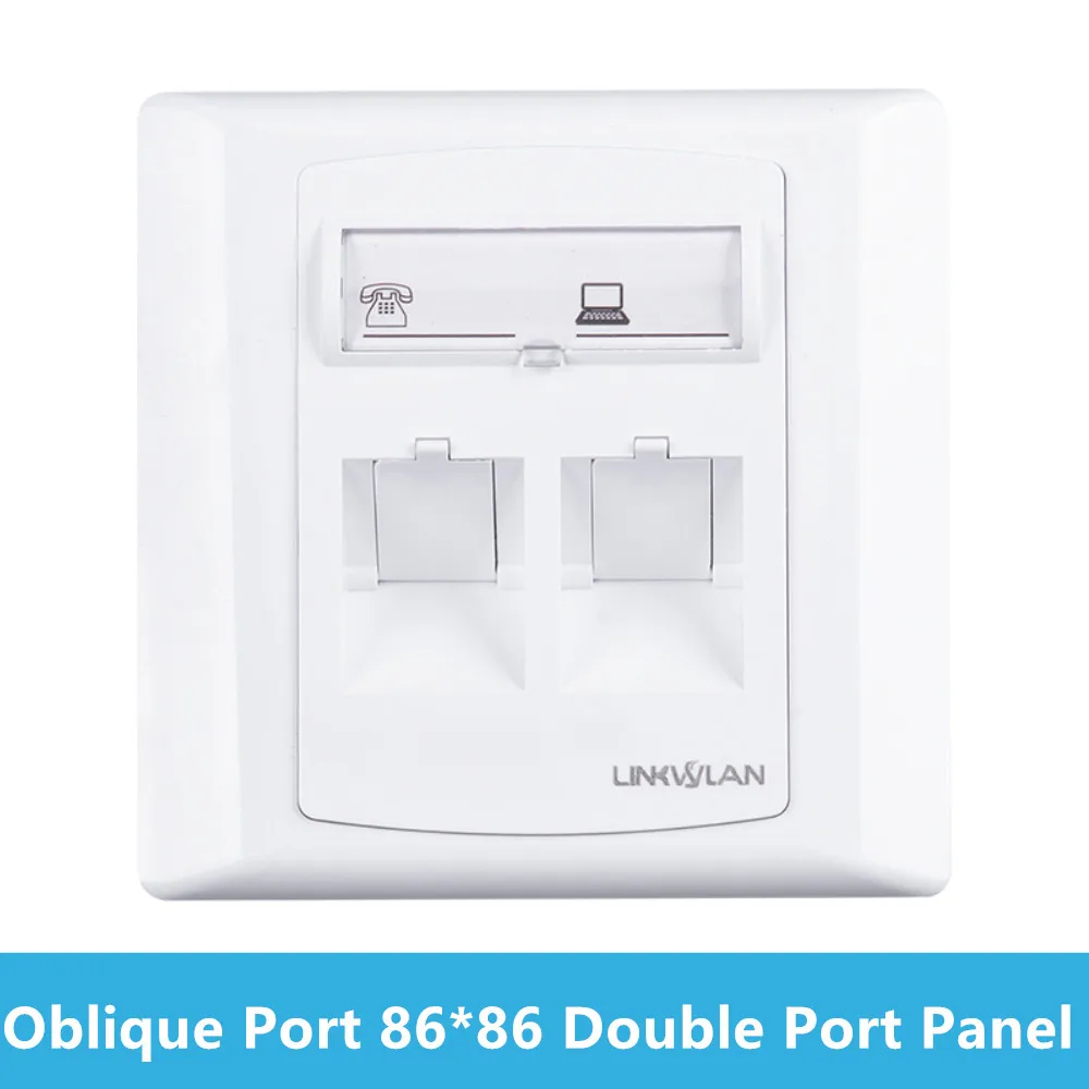 

Network Panel 86x86mm RJ45 RJ11 Telephone Keystone Jacks Single/Double Port Panel Wall Outlet Suitable Cat6A Cat7 LAN Faceplate
