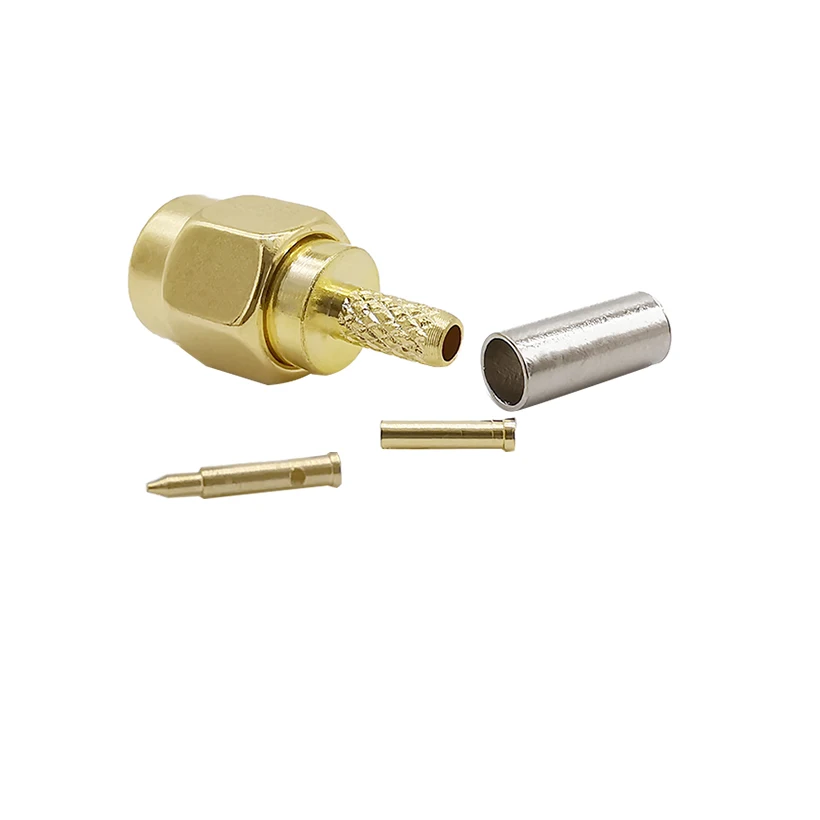 SMA штекер/RP разъем для припоя латунный позолоченный коаксиальный провод адаптер