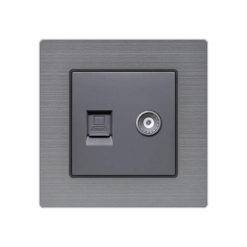 

Универсальная настенная розетка KAMANNI для телевизора/антенны/компьютера/телефона, настенная розетка европейского стандарта, кнопочные пере...