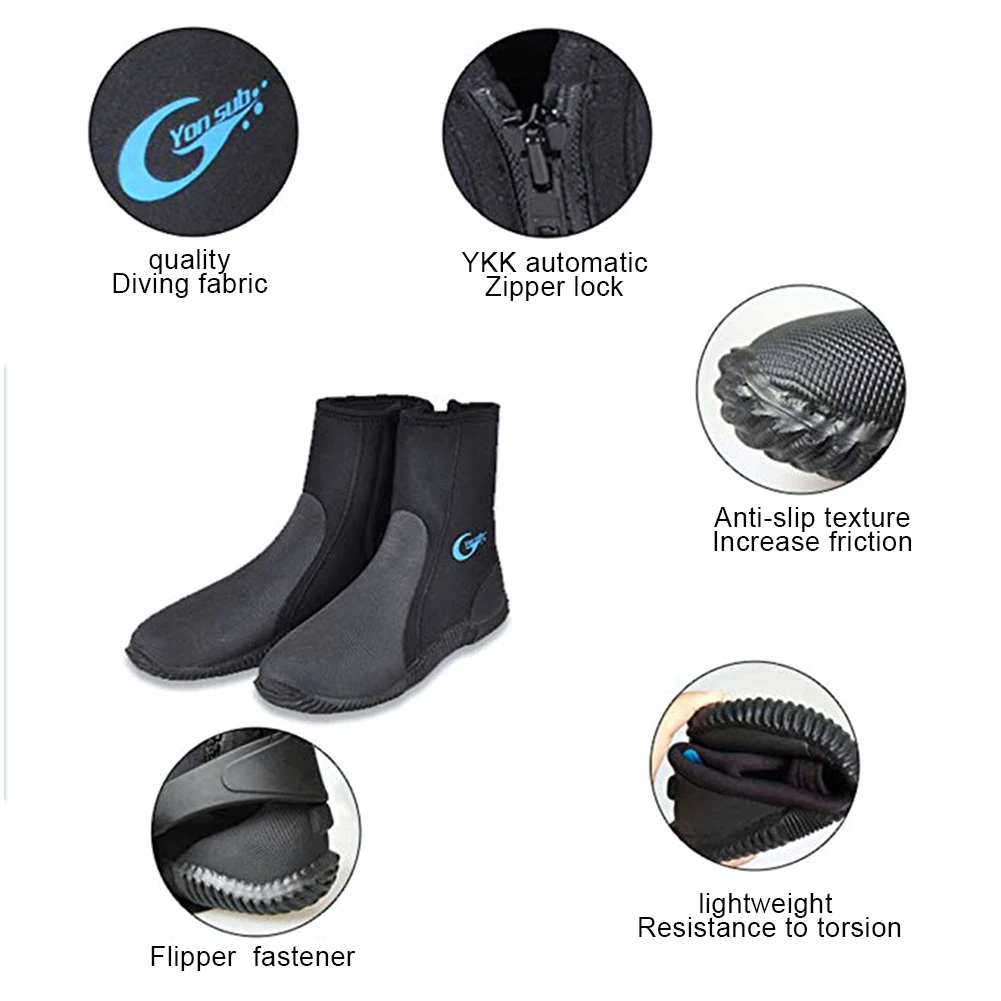 

5MM Neoprene Boots for Scuba Snorkeling Rafting Non-Slip Rubber Sole High Rise Diving Boots for Adult Keep Warm Diving Shoes