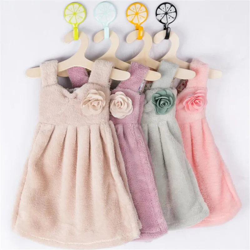 1 шт. мультяшное милое Цветочное платье полотенца для рук однотонное детское