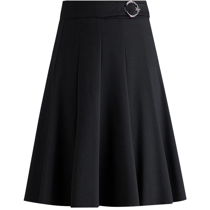 

New Knit Pleated Skirts Women 2019 Fall Winter Black High Waist A Line Skirt S-3XL Plus Size Leisure Knee-Length Skirt Female